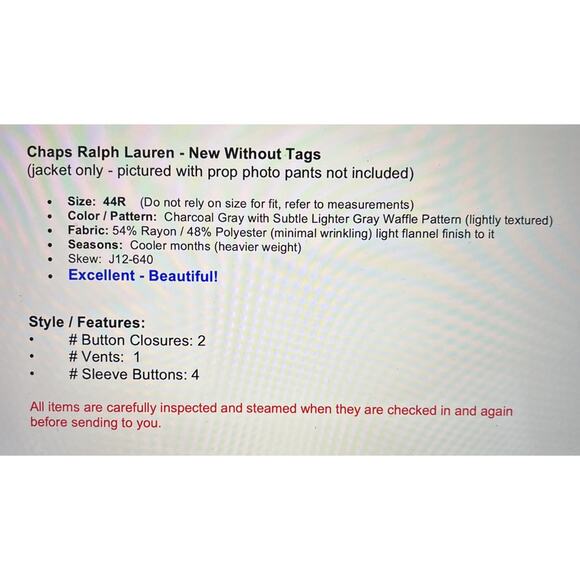 NWOT Chaps Ralph Lauren Men 44R Gray Waffle Texture Flannel Finish Blazer Jacket - Picture 2 of 16